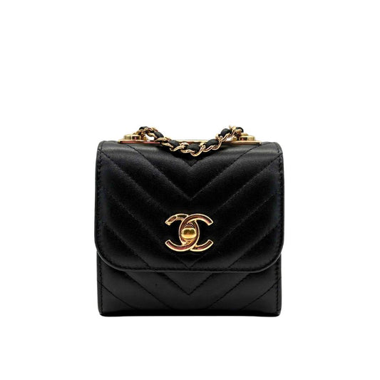 CS062 - CHANEL Black Lambskin Chevron Mini Flap Bag