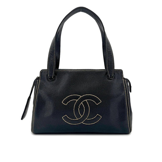 90276885 - CHANEL Vintage Black Caviar Leather Wild Stitch  Handbag