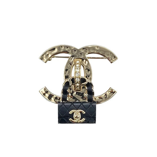 90272346 - CHANEL Black Bag Motif  Rhinestone Brooch