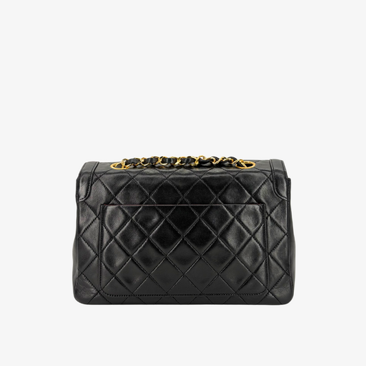 JZ772 - CHANEL Vintage Black Lambskin Quilted Flap Bag