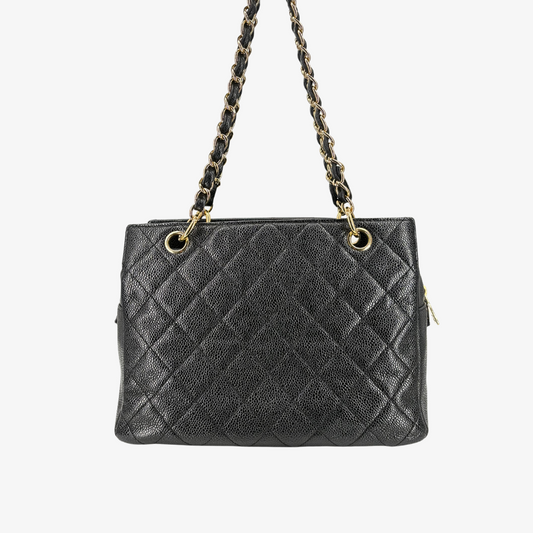 CS001 - CHANEL Vintage Black Caviar Leather GST Tote Bag