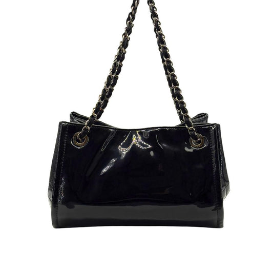 CS065 - CHANEL Black Patent Leather Tote Bag