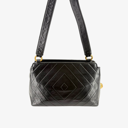 JY981 - CHANEL Vintage Black Lambskin Ball Charm Shoulder Bag