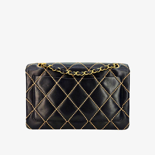 90273897 - CHANEL Vintage Black Calfskin Wild Stitch Flap Bag