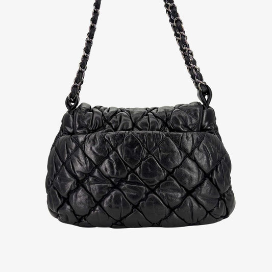 CS026 - CHANEL Vintage Black Calfskin Bubble Shoulder Bag