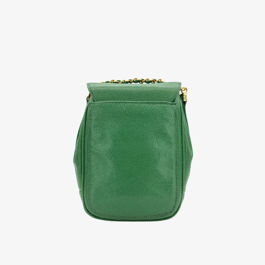 CS050 - CHANEL Vintage Green Caviar Leather CC Turn-Lock Backpack