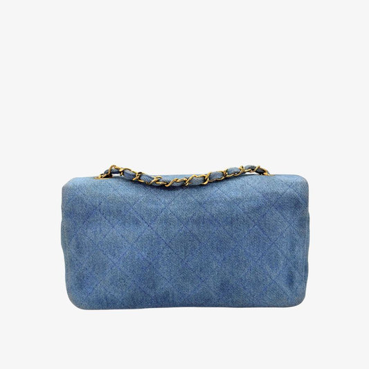 CS073 - CHANEL Vintage Blue Denim Full Flap Bag
