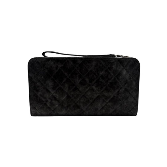 CS020 - CHANEL Black Calfskin Quilted Chain CC Wristlet Clutch