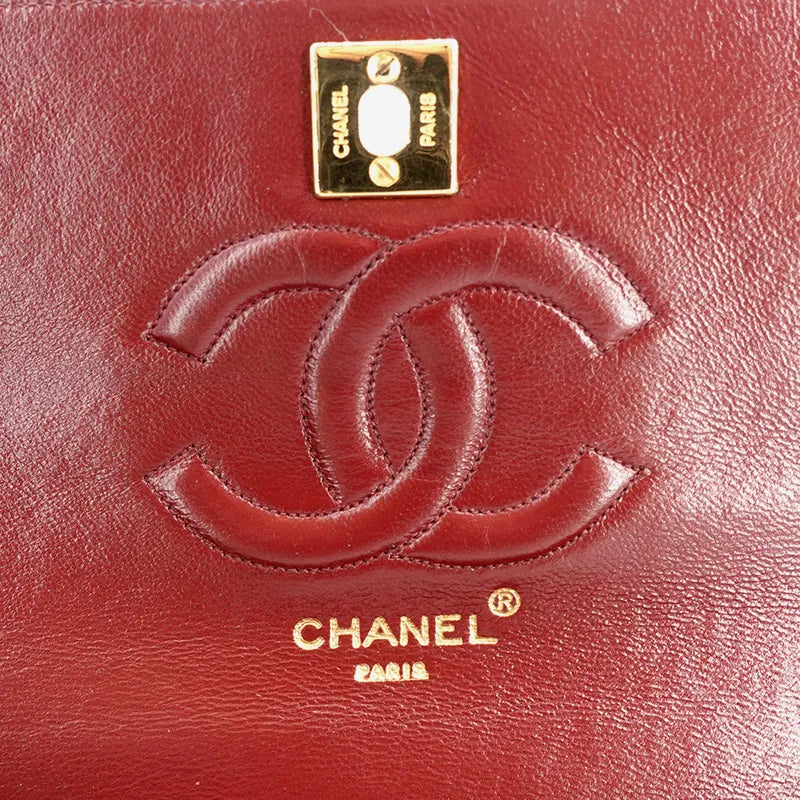 jq304-chanel-vintage-black-lambskin-horizontal-stripe-circle-turnlock-flap-bag