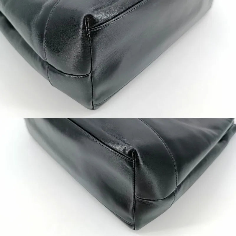 jt266-chanel-vintage-black-lambskin-embossed-logo-tote-bag