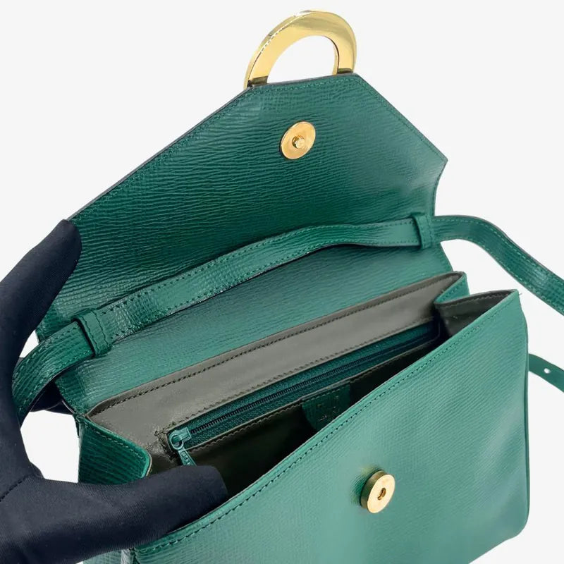 jx692-celine-vintage-green-leder-leather-cricle-schultertasche-shoulder-bag