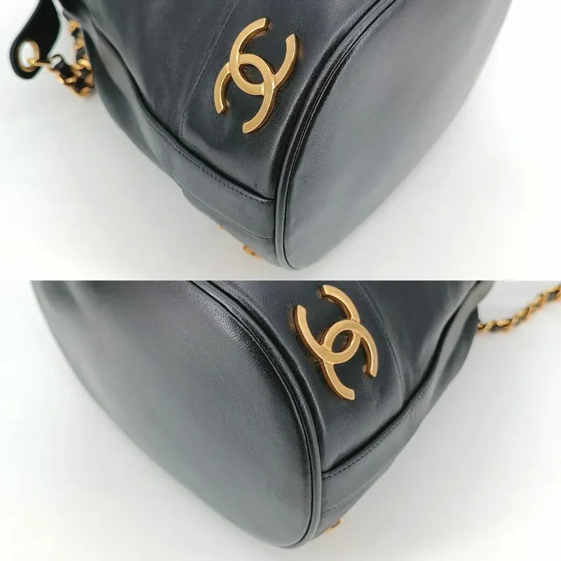 jah145-chanel-vintage-black-lambskin-gold-ball-bucket-bag