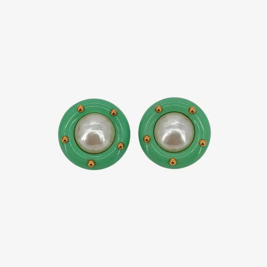 ju838-chanel-vintage-green-resin-imitation-pearls-clip-on-earrings