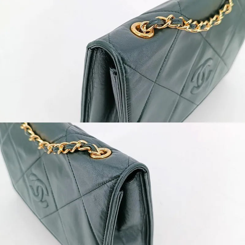 jw089-chanel-vintage-dark-green-lambskin-quilted-flap-bag