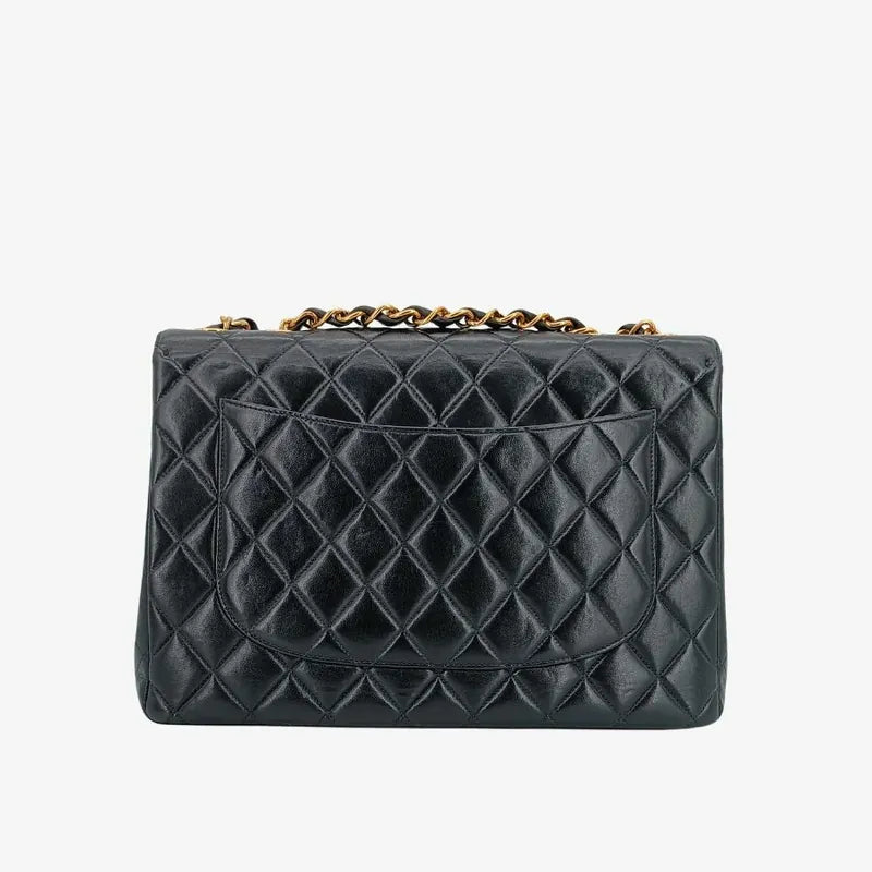 js513-chanel-vintage-black-lambskin-quilted-jumbo-classic-flap-bag