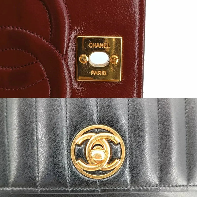 jr695-chanel-vintage-black-lambskin-horizontal-stripe-circle-turnlock-flap-bag