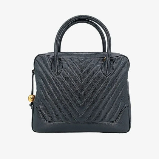 jah137-chanel-vintage-black-caviar-leather-chevron-handbag