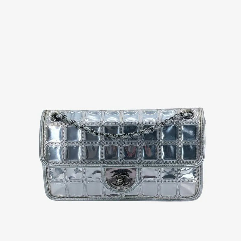 90219637-chanel-vintage-silver-vinyl-lambskin-ice-cube-flap-bag