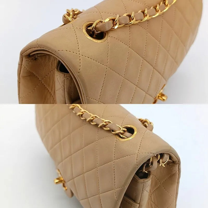 js537-chanel-vintage-beige-lambskin-25cm-classic-flap-bag