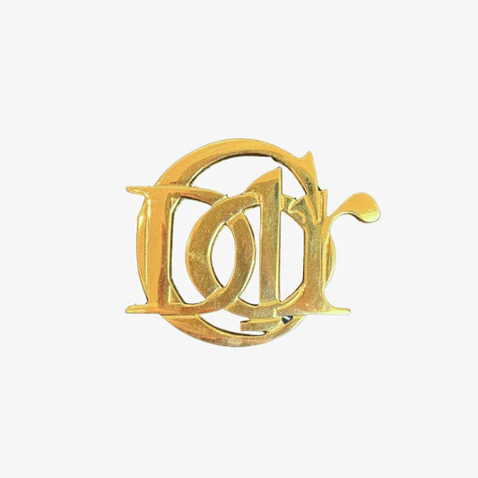 JZ068 - CHRISTIAN DIOR Vintage Gold Plated Logo Brooch