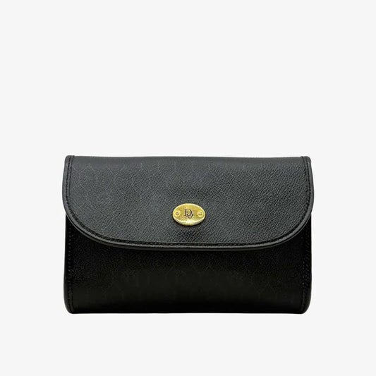 JY855 - CHRISTIAN DIOR Vintage Black Honeycomb Monogram Two-Ways Leather Bag