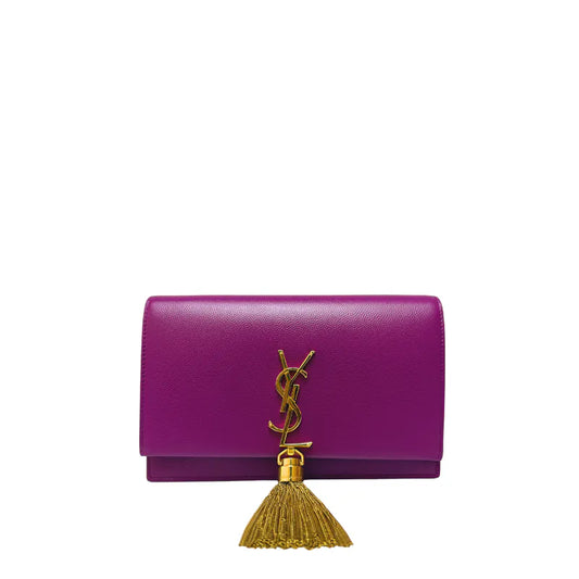 JY896 - YSL Vintage Leahter Purple Kate Tassel Chain Shoulder Bag