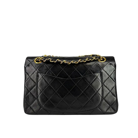 RG181 - CHANEL Vintage Black Lambskin 23cm Classic Flap Bag