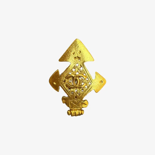 JY815 - CHANEL Vintage CC Cross Gold Plated Brooch