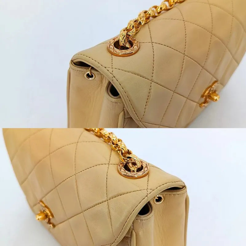 rb397-chanel-vintage-beige-lambskin-gold-chain-flap-bag
