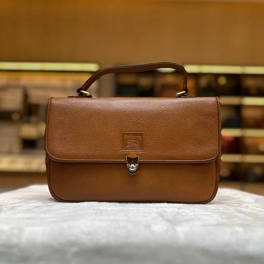 jx765-burberry-vintage-brown-leather-handbag