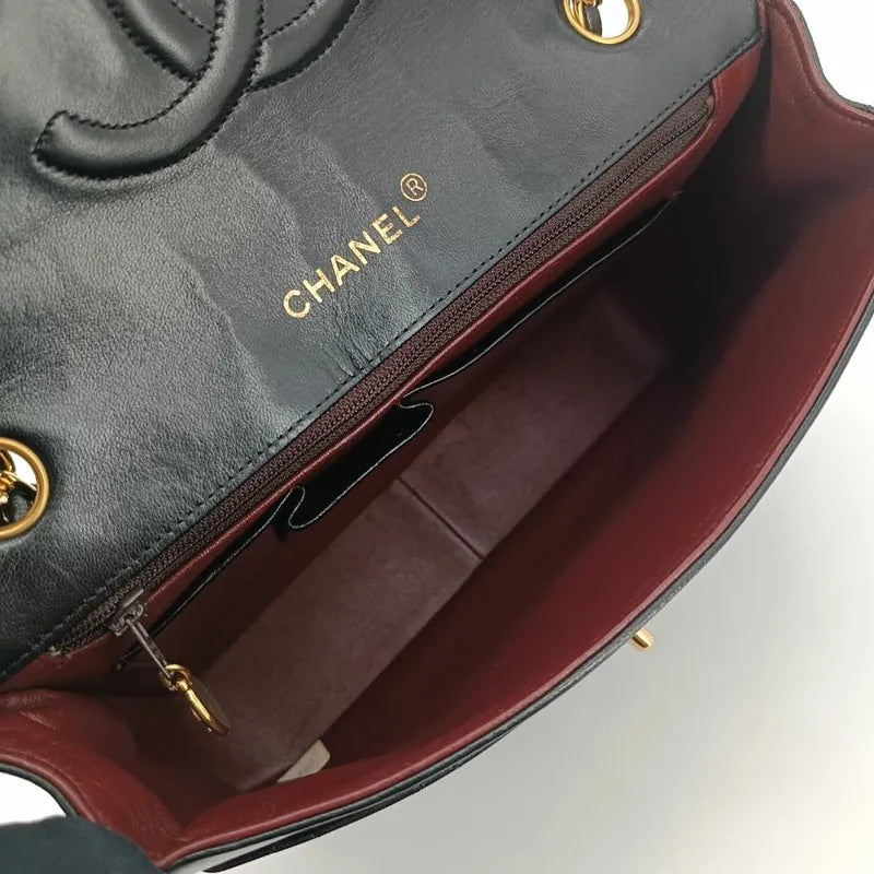 jt148-chanel-vintage-black-lambskin-23cm-flap-bag