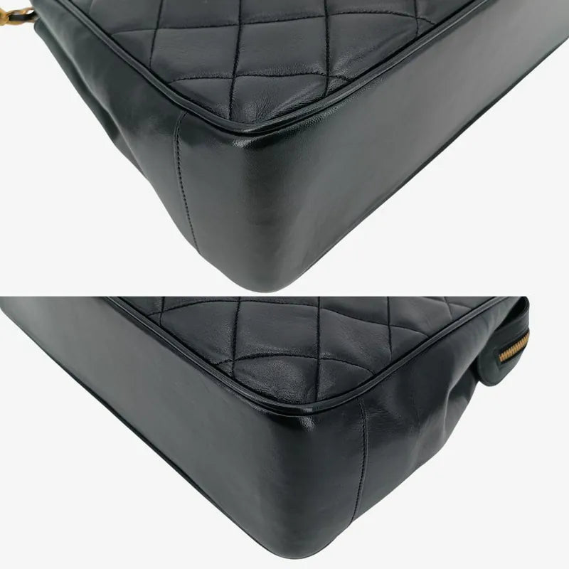 jah182-chanel-vintage-black-lambskin-sun-flower-charm-tote-bag