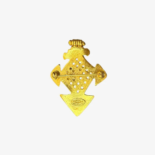 JY815 - CHANEL Vintage CC Cross Gold Plated Brooch