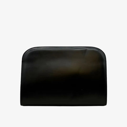 JY482 - SALVATORE FERRAGAMO Vintage Black Box Leather Shoulder Bag