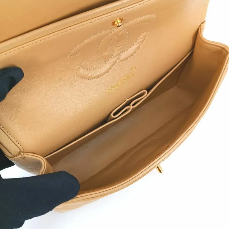 js988-chanel-vintage-beige-lambskin-25cm-classic-flap-bag