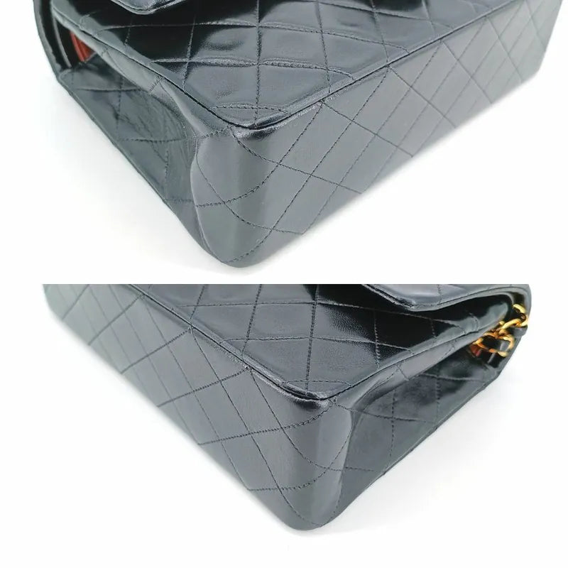 js984-chanel-vintage-black-lambskin-25cm-classic-flap-bag