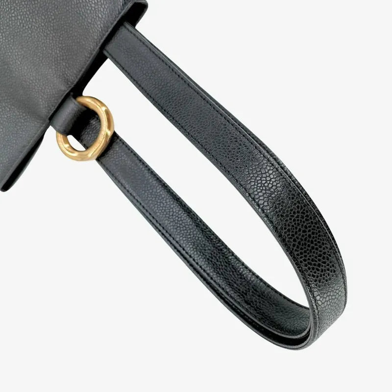 jt424-chanel-vintage-black-caviar-leather-hexagon-gold-logo-shoulder-bag