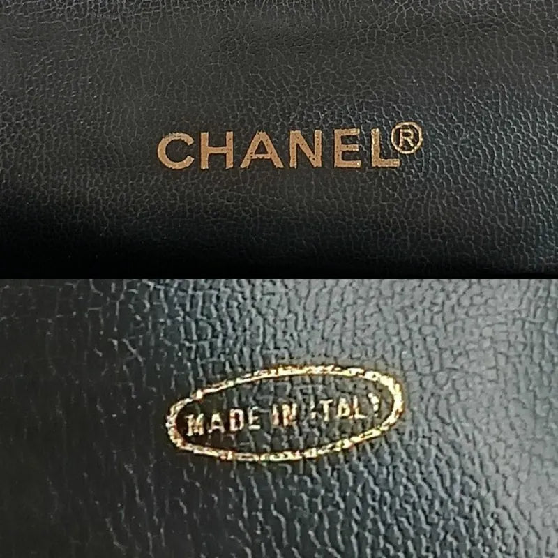jt269-chanel-vintage-black-lambskin-embossed-logo-flap-bag
