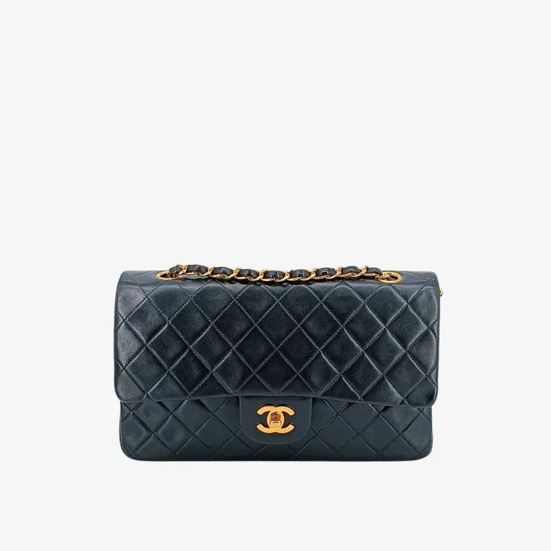 js984-chanel-vintage-black-lambskin-25cm-classic-flap-bag