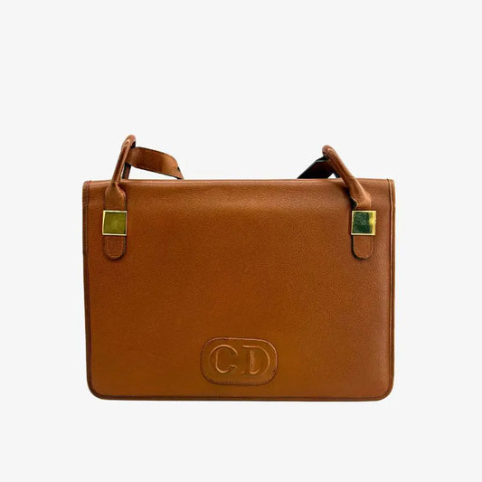 JX820 - CHRISTIAN DIOR Vintage Brown Leather Shoulder Bag