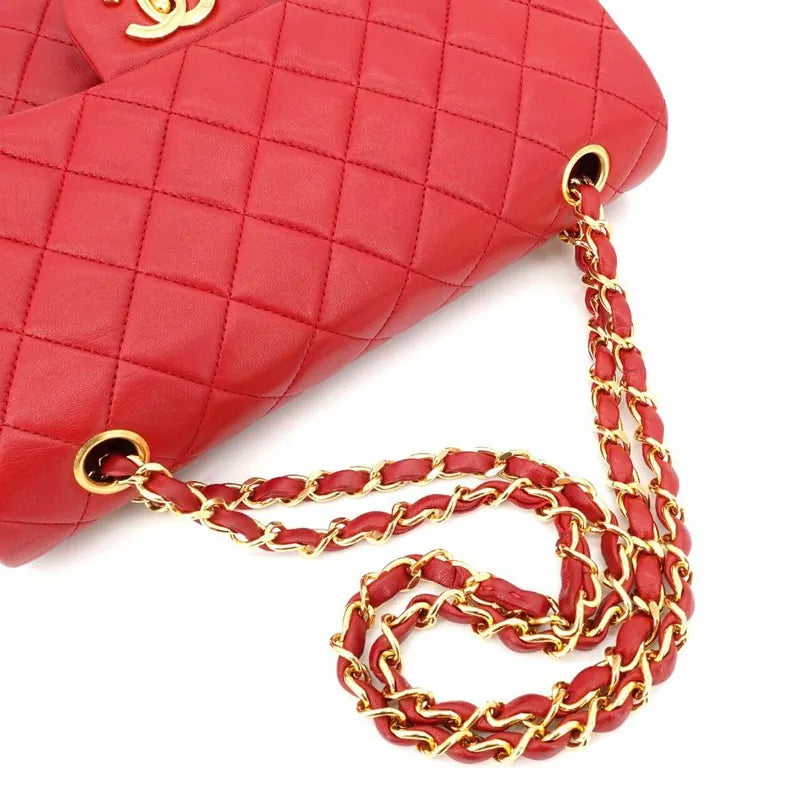 js518-chanel-vintage-red-lambskin-25cm-flap-bag