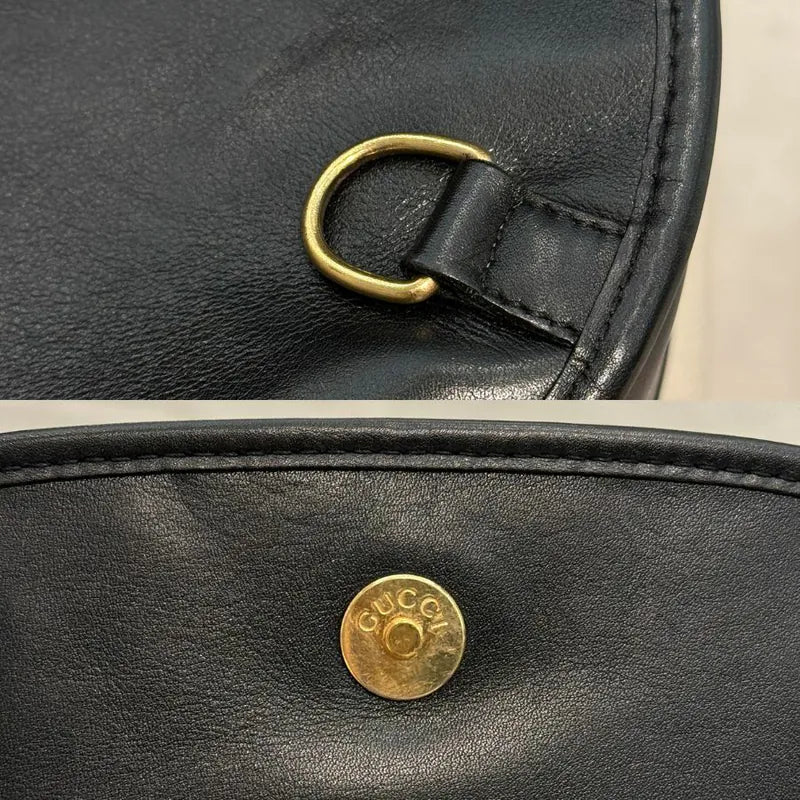 ra944-gucci-vintage-black-calfskin-horsebit-sling-shoulder-bag