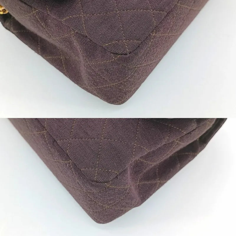 c362-chanel-vintage-brown-cotton-255-chain-classic-flap-bag