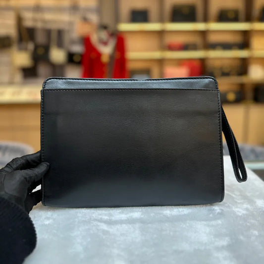 jx231-celine-vintage-black-leather-clutch-bag