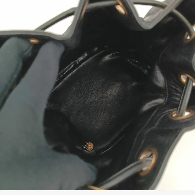 jah145-chanel-vintage-black-lambskin-gold-ball-bucket-bag
