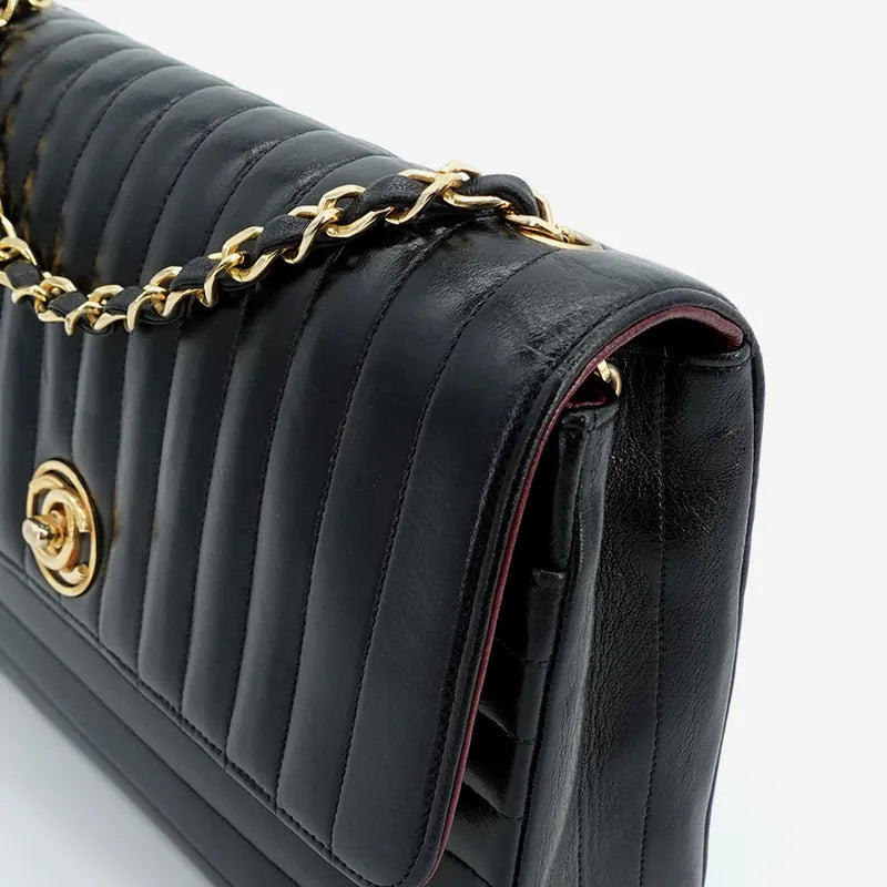 jq304-chanel-vintage-black-lambskin-horizontal-stripe-circle-turnlock-flap-bag