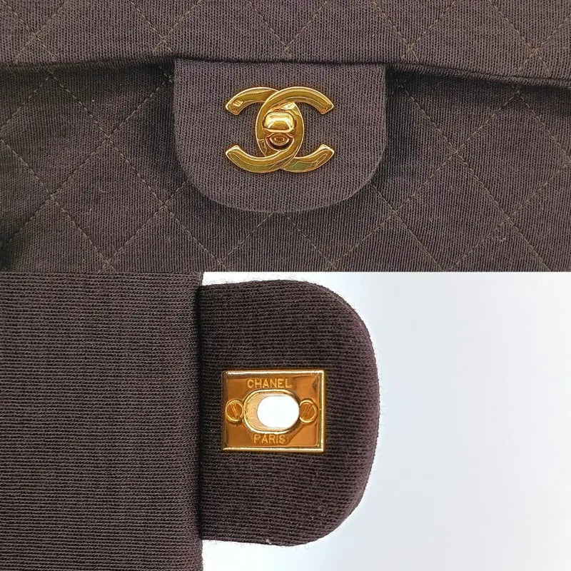 c362-chanel-vintage-brown-cotton-255-chain-classic-flap-bag