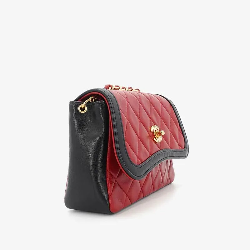js002-chanel-vintage-bicolor-red-black-lambskin-quilted-flap-bag