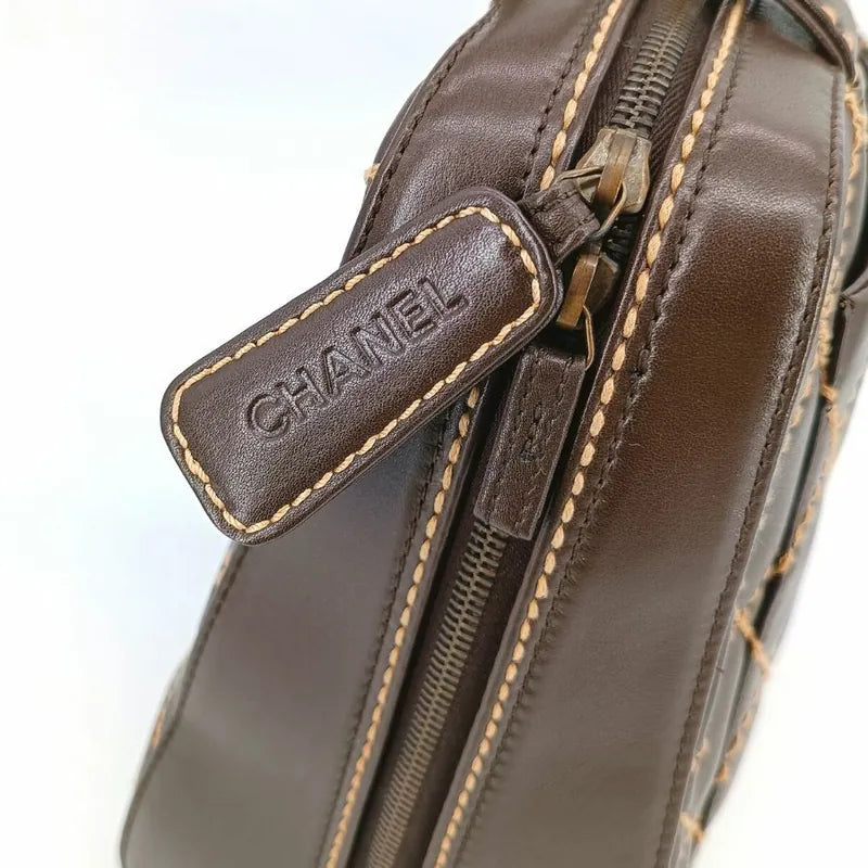 jt583-chanel-vintage-brown-calfskin-wild-stitch-handbag