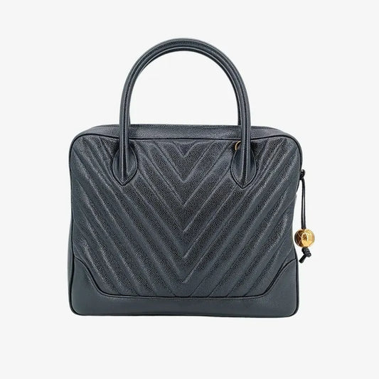 jah137-chanel-vintage-black-caviar-leather-chevron-handbag